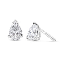 Load image into Gallery viewer, 14K White Gold 1/2 Cttw Pear Shape Solitaire Lab Grown Diamond Stud Earrings (F-G Color, VS2-SI1 Clarity)
