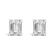 Load image into Gallery viewer, 14K White Gold 1.0 Cttw Emerald Cut Lab-Grown Diamond Solitaire Stud Earrings (F-G Color, VS1-VS2 Clarity)
