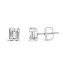 Load image into Gallery viewer, 14K White Gold 1.0 Cttw Emerald Cut Lab-Grown Diamond Solitaire Stud Earrings (F-G Color, VS1-VS2 Clarity)
