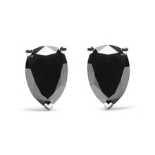 Load image into Gallery viewer, 14K White Gold 2.00 Cttw Pear Cut Black Diamond Stud Earrings
