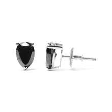 Load image into Gallery viewer, 14K White Gold 2.00 Cttw Pear Cut Black Diamond Stud Earrings
