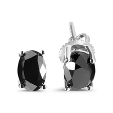 Load image into Gallery viewer, 14K White Gold 3.00 Cttw Oval Cut Black Diamond Solitaire Stud Earrings (Black Color, I2-I3 Clarity)

