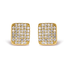 Load image into Gallery viewer, 14K Yellow Gold 1/2 Cttw Diamond Square Shaped Composite Cluster Stud  Earrings (I-J Color, I1-I2 Clarity)
