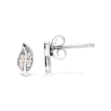 Load image into Gallery viewer, .925 Sterling Silver Diamond Accent Leaf Stud Earrings
