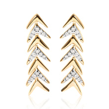 Load image into Gallery viewer, 18K Yellow Gold Plated .925 Sterling Silver 1/5 Cttw Diamond Chevron Arrow Stud Earring (I-J Color, I2-I3 Clarity)
