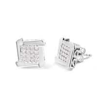 Load image into Gallery viewer, 10K White Gold 1/2 Cttw Composite  Princess Diamond Square and Swirl Stud Earrings (I-J Color, I1-I2 Clarity)
