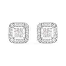 Load image into Gallery viewer, 10K White Gold 5/8 Cttw Diamond Square Shaped Composite Stud Earrings (I-J Color, I1-I2 Clarity)
