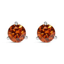 Load image into Gallery viewer, 14K White Gold 1/2 Cttw Lab-Grown Round Brilliant-Cut Orange Diamond Classic 3-Prong Martini set Stud Earrings (Orange Color, VS1-VS2 Clarity)

