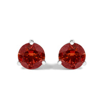 Load image into Gallery viewer, 14K White Gold 3/4 Cttw Red Lab-Grown Diamond Classic 3-Prong Martini Set Solitaire Stud Earrings
