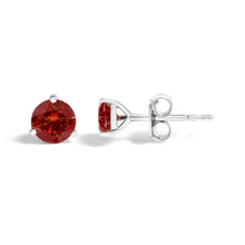 Load image into Gallery viewer, 14K White Gold 3/4 Cttw Red Lab-Grown Diamond Classic 3-Prong Martini Set Solitaire Stud Earrings
