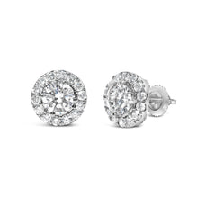 Load image into Gallery viewer, 14K White Gold 3.0 Cttw Lab-Grown Diamond Hidden Halo Stud Earrings
