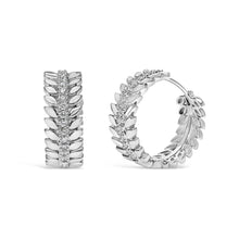 Load image into Gallery viewer, 14K White Gold 1/4 Cttw Lab Grown Diamond Leafy Wreath Hoop Earrings (F-G Color, VS1-VS2 Clarity)
