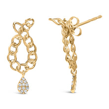 Load image into Gallery viewer, 14K Yellow Gold Plated .925 Sterling Silver 1/10 Cttw Diamond Chain Link Teardrop Dangle Earrings (H-I Color, I1-I2 Clarity)
