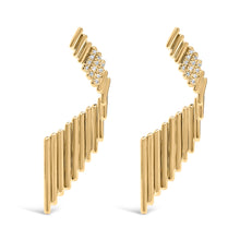 Load image into Gallery viewer, 14K Yellow Gold Plated .925 Sterling Silver Sculpted Diamond Accent Drop Earrings (H-I Color, I1-I2 Clarity)
