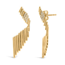 Load image into Gallery viewer, 14K Yellow Gold Plated .925 Sterling Silver Sculpted Diamond Accent Drop Earrings (H-I Color, I1-I2 Clarity)
