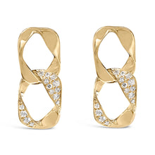 Load image into Gallery viewer, 14K Yellow Gold Plated .925 Sterling Silver Open Link 1/5 Cttw Diamond Drop Earrings (H-I Color, I1-I2 Clarity)
