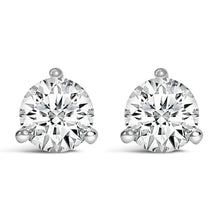 Load image into Gallery viewer, 14K White Gold 2.0 Cttw 3-Prong Martini Set Brilliant Round-Cut Solitaire Lab Grown Diamond Screwback Stud Earrings (F-G Color, VS1-VS2 Clarity)
