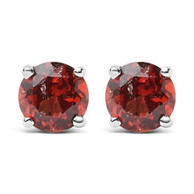 Load image into Gallery viewer, .925 Sterling Silver 3.5 MM Created Round Red Garnet Solitaire Stud Earrings
