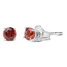 Load image into Gallery viewer, .925 Sterling Silver 3.5 MM Created Round Red Garnet Solitaire Stud Earrings

