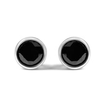 Load image into Gallery viewer, .925 Sterling Silver 4.00 Cttw Round Brilliant-Cut Black Diamond Bezel-Set Stud Earrings with Screw Backs (Fancy Color-Enhanced, I2-I3 Clarity)
