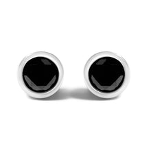 Load image into Gallery viewer, .925 Sterling Silver 4.00 Cttw Round Brilliant-Cut Black Diamond Bezel-Set Stud Earrings with Screw Backs (Fancy Color-Enhanced, I2-I3 Clarity)
