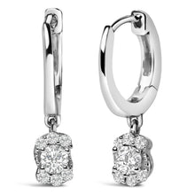 Load image into Gallery viewer, Sterling Silver 1/2 Cttw Lab Grown Diamond Floral Cluster Drop Earrings
