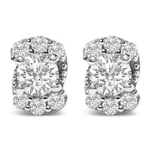 Load image into Gallery viewer, Sterling Silver 1/3 Cttw Lab Grown Diamond Halo Swirl Stud Earrings
