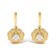 Load image into Gallery viewer, 14K Yellow Gold Plated Sterling Silver 5/8 Cttw Lab Grown Diamond Flower Drop Earrings
