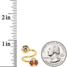 Load image into Gallery viewer, Red Clear Gem Gold Tone Ladybug Flower Spiral Twister Belly Ring
