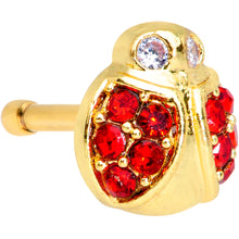 Load image into Gallery viewer, 20G 7mm Red Gem Gold Tone Ladybug Nose Bone
