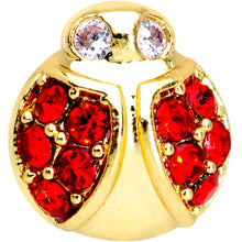 Load image into Gallery viewer, 20G 7mm Red Gem Gold Tone Ladybug Nose Bone
