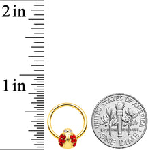Load image into Gallery viewer, 16G 3/8 Red Gem Gold Tone Ladybug Hinged Segment Ring

