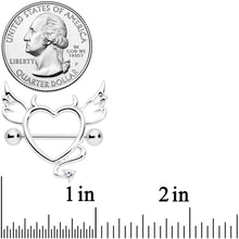 Load image into Gallery viewer, 14G 9/16 Clear Gem Devil Heart Nipple Shield Set
