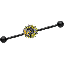 Load image into Gallery viewer, 14G Black Sunflower Butterfly Industrial Barbell 38mm
