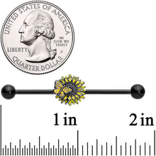 Load image into Gallery viewer, 14G Black Sunflower Butterfly Industrial Barbell 38mm
