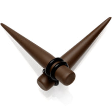 Load image into Gallery viewer, Dark Brown Matte Acrylic Straight Taper Set 12G to 00G

