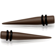 Load image into Gallery viewer, Dark Brown Matte Acrylic Straight Taper Set 12G to 00G
