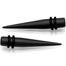 Load image into Gallery viewer, Black Matte Acrylic Straight Taper Set Available in Sizes 12G to 00G
