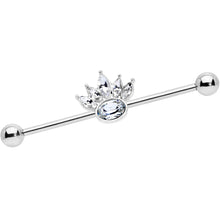 Load image into Gallery viewer, 14G Clear Gem Crown Industrial Barbell 38mm
