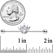 Load image into Gallery viewer, 14G Clear Gem Crown Industrial Barbell 38mm
