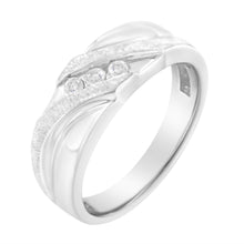 Load image into Gallery viewer, 10K White Gold 1/10 Cttw Diamond Men's Three Stone Channel Set Diamond Wedding Ring (I-J Color, I1-I2 Clarity) - Size 10
