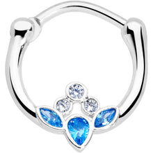 Load image into Gallery viewer, 16G 3/8 Clear Blue Gem Classic Cluster Septum Clicker
