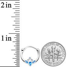 Load image into Gallery viewer, 16G 3/8 Clear Blue Gem Classic Cluster Septum Clicker
