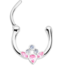 Load image into Gallery viewer, 16G 3/8 Clear Pink Gem Classic Cluster Septum Clicker

