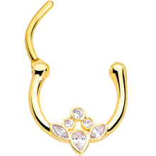 Load image into Gallery viewer, 16G 3/8 Clear Gem Gold Tone Anodized Classic Cluster Septum Clicker
