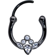 Load image into Gallery viewer, 16G 3/8 Clear Gem Black Anodized Classic Cluster Septum Clicker
