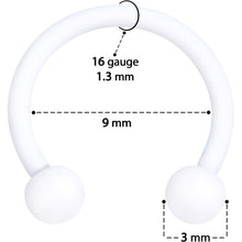 Load image into Gallery viewer, 16G 3/8 White Matte Horseshoe Circular Barbell

