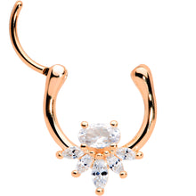 Load image into Gallery viewer, 18G 3/8 Clear Gem Rose Gold Tone Anodized Spray Cartilage Clicker

