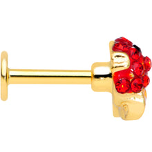Load image into Gallery viewer, 16G 1/4 Red Gem Gold Tone Blow Fish Labret Monroe Tragus
