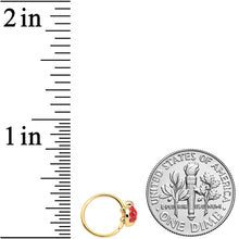 Load image into Gallery viewer, 20G 5/16 Red Gem Gold Tone Ladybug Nose Hoop
